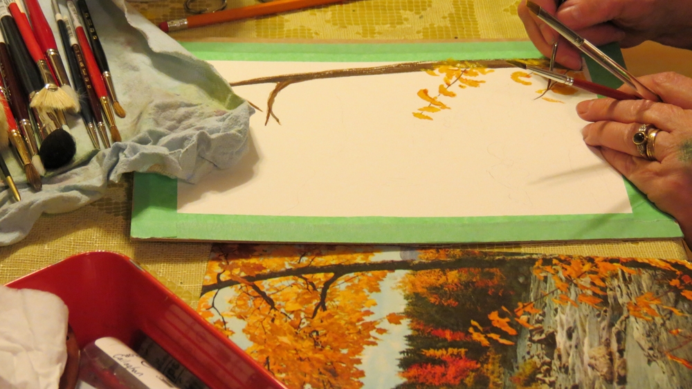 Jean working on her watercolor painting