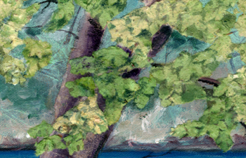 detail of mixed media painting by Julie Drew